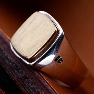 Wholesale 925 Sterling Silver Golden Two Tone Suqare Men Ring(060452) from china suppliers