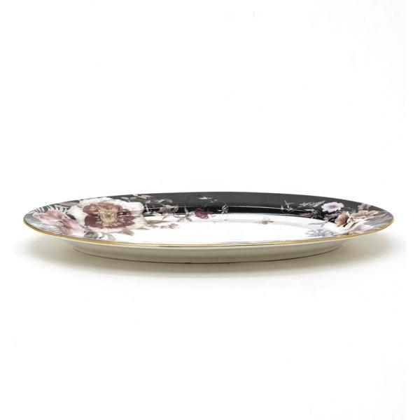 High quality porcelain white dining set ceramic floral pattern dinner plate