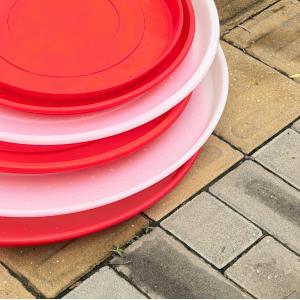 Red High Durability Circular Shape Feed Tray For Chicken