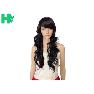 High Temperature Fiber Long Synthetic Wigs Side Fringe Light Brown
