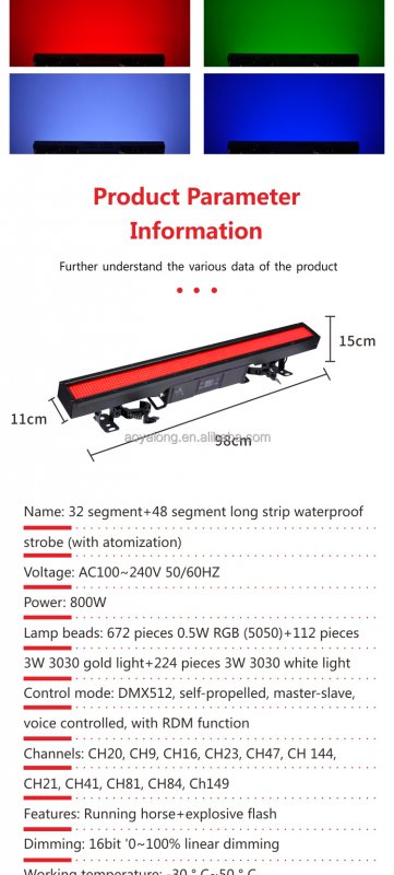 Waterproof LED Multi-Segment Projection Stage Light with DMX512 Control IP67 Rating Theme Park 6000K Daylight CRI 90