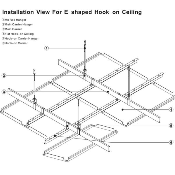 Fireproof Lay In Ceiling Tiles E Shape Hook On 3003 Perforated Aluminum Alloy