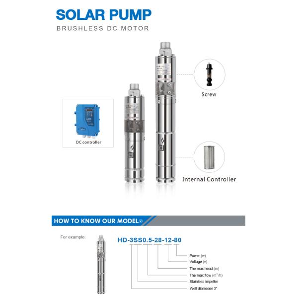 150M Screw Solar Powered Submersible Borehole Water Pump System Deep Well Pump