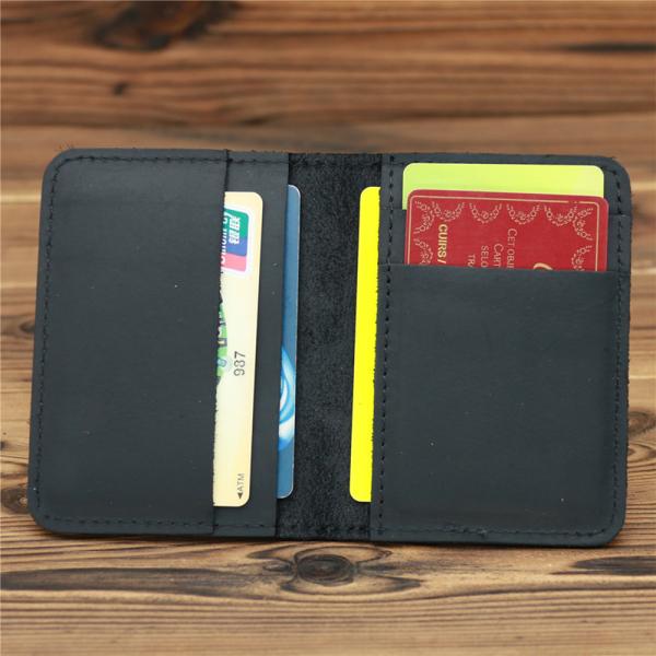 Credit Card Luxury Full Grain Leather Burnished Finish Bifold Front Pocket Slim Wallet