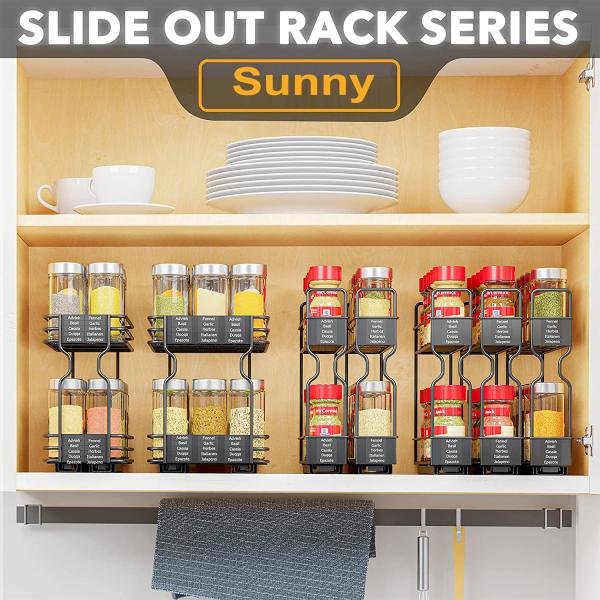 Efficiently Organize Your Bathroom with 2 Layers Sliding Pull Out Spice Rack Organizer