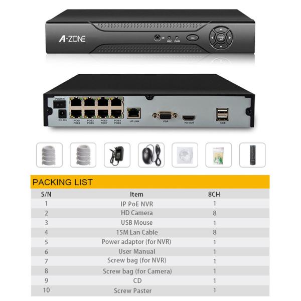 8CH Outdoor Poe CCTV Camera Kit 1080P 3.6mm 2MP MRT Matel Case