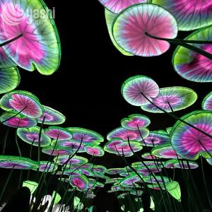 Color Changing Iron Led Lotus Leaf Light For Pathway Exhibition