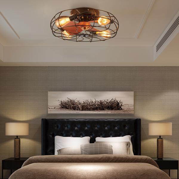 Brown DC 20 Blade Ceiling Fan 20 Inch Flush Mount Ceiling Fan