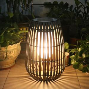 Wholesale Customized Solar Rattan Garden Lanterns Portable With Handle from china suppliers