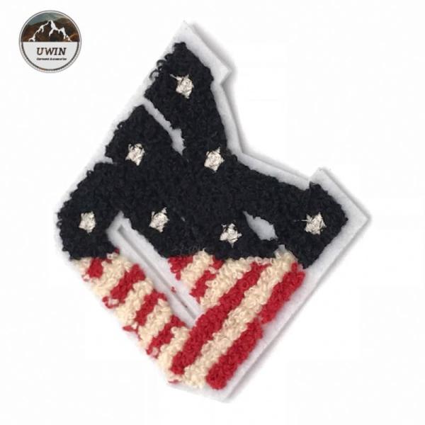 Fashionable OK Letter Patches For Clothes , Striated American Flag Sew On