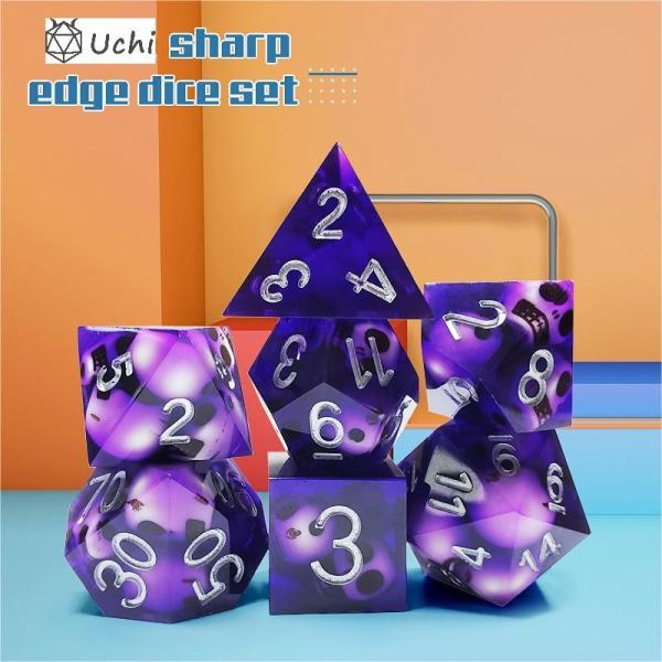 Quality Purple Crystal Skull Resin Boarding Dice Set Dragon and Dungeon for sale