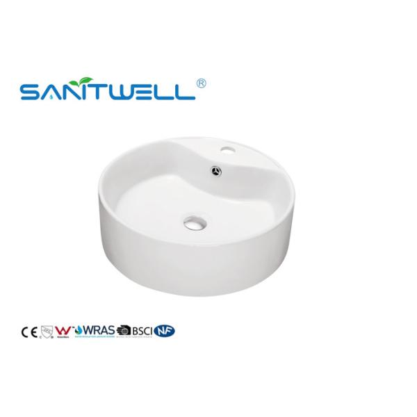 Quality Toilet Hand Wash Ceramic Art Basin Ceramic Basin Round Shape With Overflow 460 * 460 * 150mm for sale