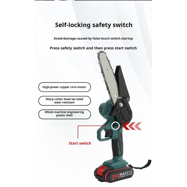 500W Hand Held Small Battery Chainsaw For Domestic Woodworking Logging