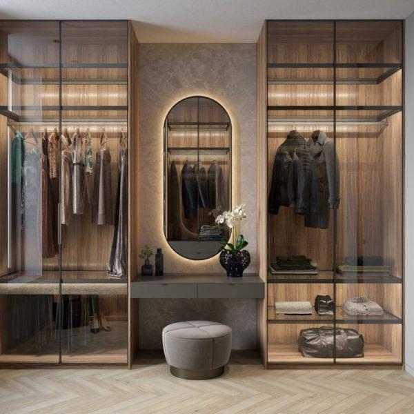 Modern Style Customized Wooden Wardrobe Cabinet Closet with PANEL Wood Style by YALIG