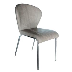 Customized PU Dining Chairs Chrome Plated Legs High Density Sponge