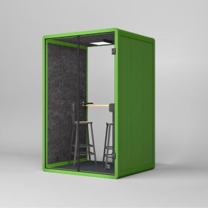 China Customized Two Person Booth Grass Green / Wood Grain Sound Proof Cabins With Emergency Safety Hammer on sale