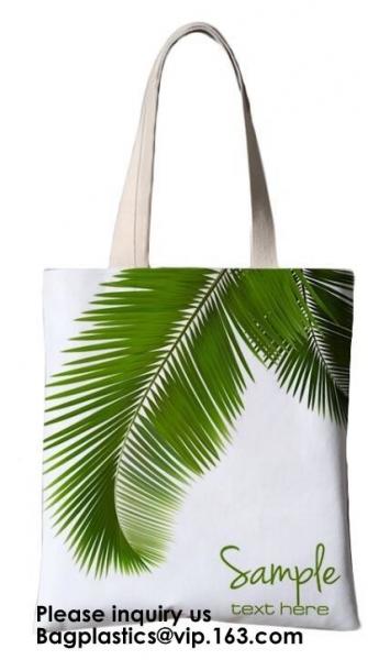 Quality Printing Palm Leaf Canvas Bag Cotton Canvas Handle Tote Bag Cotton Bag Customized Cheap Eco Silk Screen Printing Logo Re for sale