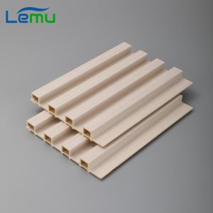 200mm Width WPC Laminated Fluted Flat Wall Solid Panel for Indoor Interior