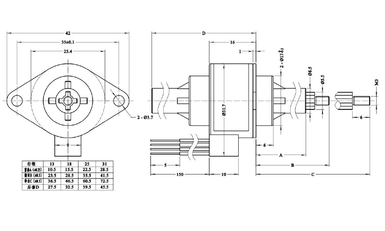 25mm PM Mini Linear Stepping Motor 12V Captive Low Voltage Linear Actuator Stepper Motor for Office Automation
