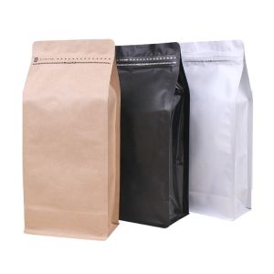 Flat bottom Kraft paper zipper Plastic Doypack for food packing