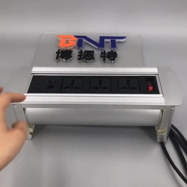 CE Rohs approval office furniture aluminum desktop power socket with EU power