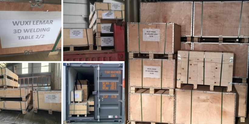Export packaging and wooden crate for welding table
