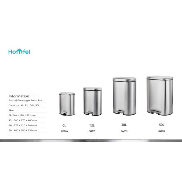 Rectangular Soft Close Pedal Bin with ANTI-FINGERPRINT Function and Durable Stainless Steel Material rounded rectangle trash can