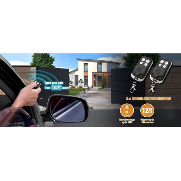 Electric Driveway Gate Operator AC Powered with Remote Control Kit Solar Compatible