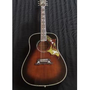 China Custom Grand 41 inch Dreadnought Acoustic Guitar in Dark Brown Finish Flamed Maple Back & Sides on sale