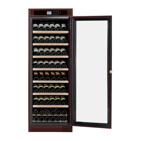 Digital Temperature Control Solid Wood Kitchen Wine Cooler Cabinet with Adjustable Wooden Shelves