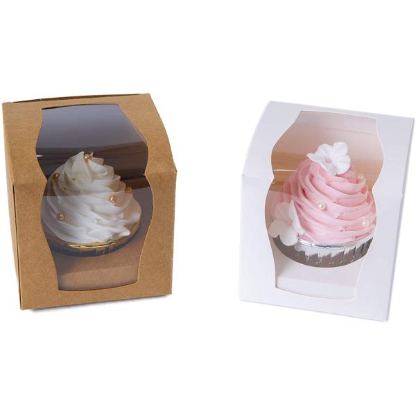 Single Clear Wedding Cupcake Disposable Cardboard Cake Boxes
