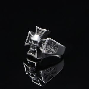 Retro Cross Skull Stainless Steel Ring Titanium Punk Trendy Style