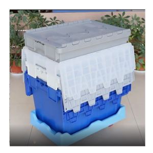 Warehouse Storage Solution Stackable and Nestable Plastic Crate with Attached