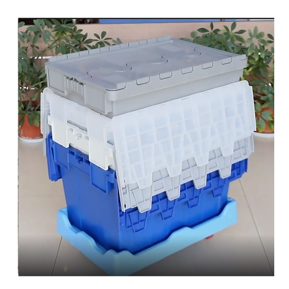 Warehouse Storage Solution Stackable and Nestable Plastic Crate with Attached