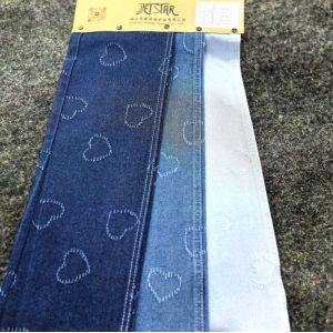 Heart Printed Jacquard Denim Fabric Non Elastic Denim For Unique Jeans Clothing