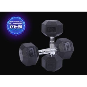 2.5kg 5kg 7.5kg 10kg Cast iron Black Rubber Coated Hex Fixed Dumbbell