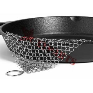 Stainless Steel Square Shape Chain Mail Cast Iron Scrubber