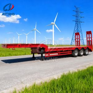 3 4 Axles LowBed Gooseneck Excavator Transport Low Bed Semi Trailer 100 Tons