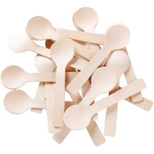Practical Wood Biodegradable Cutlery Spoon 100mm For Ice Cream