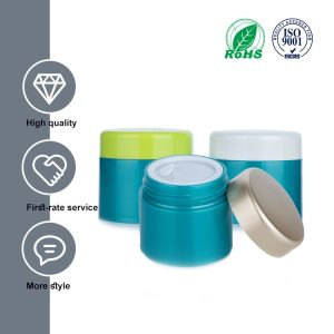 40ml Blue Opaque Plastic Empty Cream Jar With Silver White Green Lids