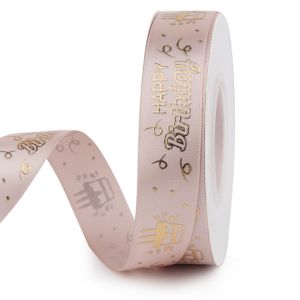 Wholesale 3 inch happy birthday printed taps for birthday party Polyester Material Satin Ribbon from china suppliers