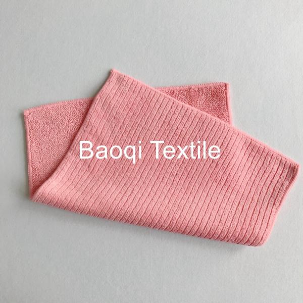 Pink 2 layers thick twist solid microfiber dish rags, tea towels wipes,single side kitchen cleaning rags size 40*40cm
