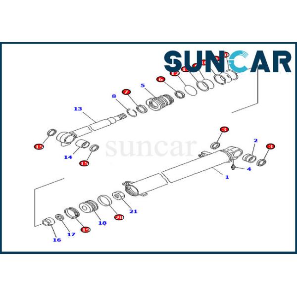 Komatsu Inner Parts 707-98-14760 Boom Seal Kit Models PC20MR-1 PC20MRX-1