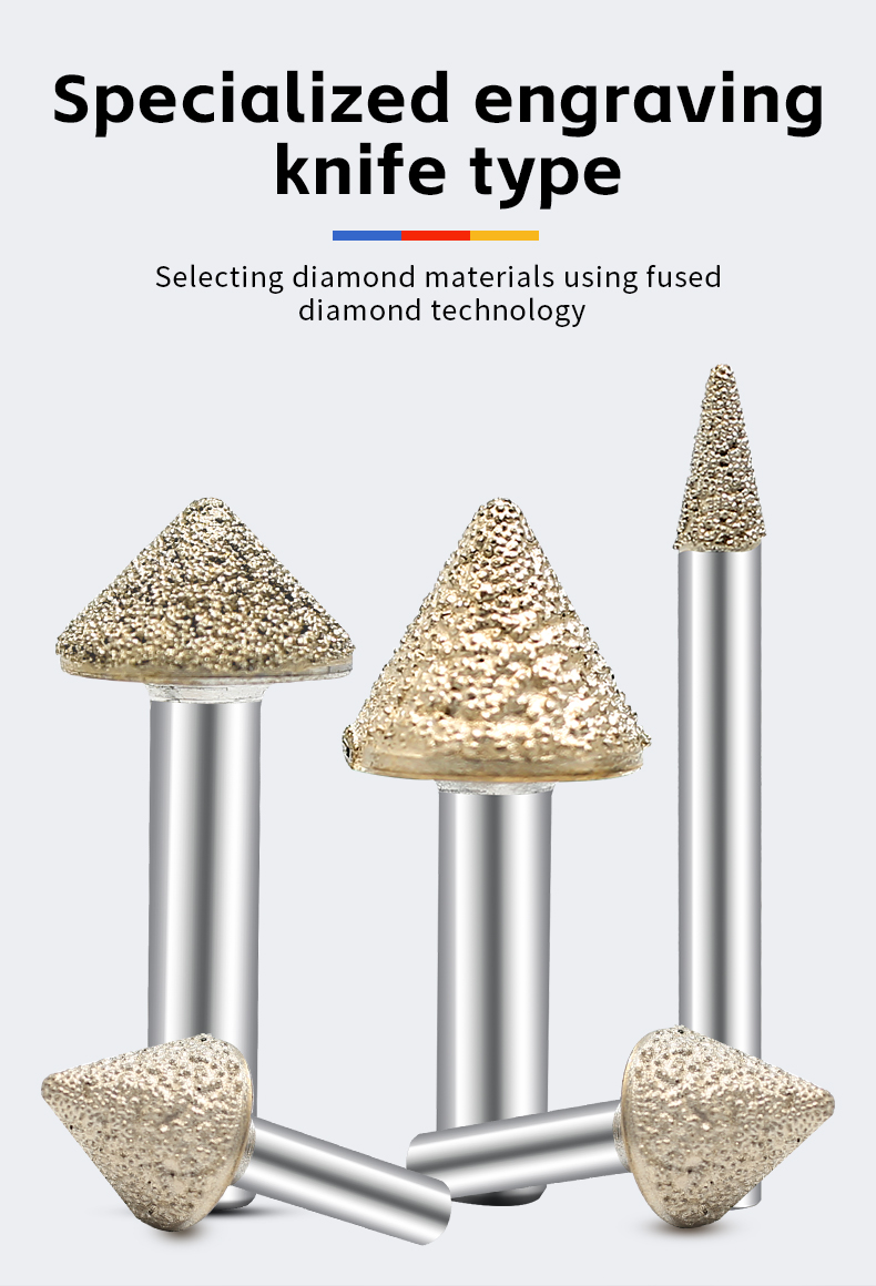 Diamond Face Mill CNC Engraving Bits Sharp Edged Cutter Tool For Marble Tombstone Lettering