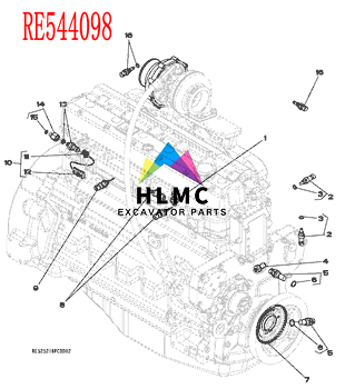 RE522823 Temperature Sensor John Deere Excavator 210G 240DLG 250GLC 350DLC 380GLC