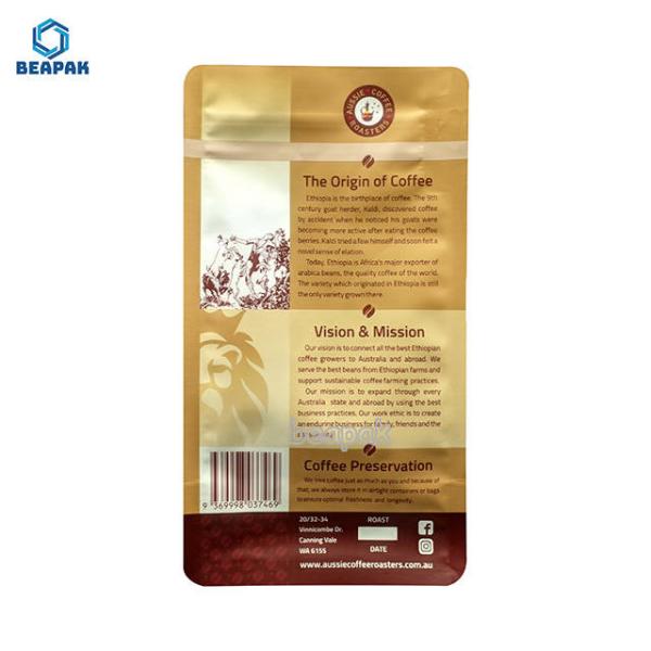 Coffee Bean Zipper Resealable Flat Bottom Pouches