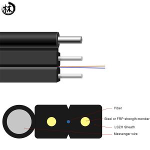 FTTH Fiber Optic Patch Cord 1 2 4 6 8 Core Self Supporting Indoor With Messenger