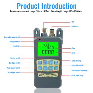 FONGKO 70+10dBm 10mw Fiber Optical Power Meter 10km Cable Tester Tool Visual