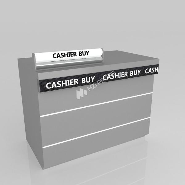 Store Cabinet Grey Wooden Cash Register With Light Box For Visual Merchandising