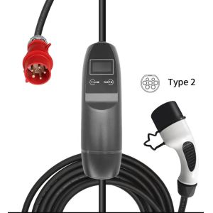 Type 2 Portable Ev Charger 6a To 32a Adjustable With Timer Lcd Display